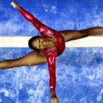 US Olympic gymnast Gabrielle "Gabby" Douglass, doing what she does best.