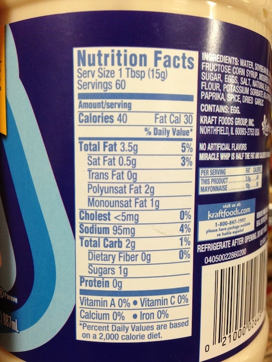 Miracle Whip Nutrition Label Juleteagyd