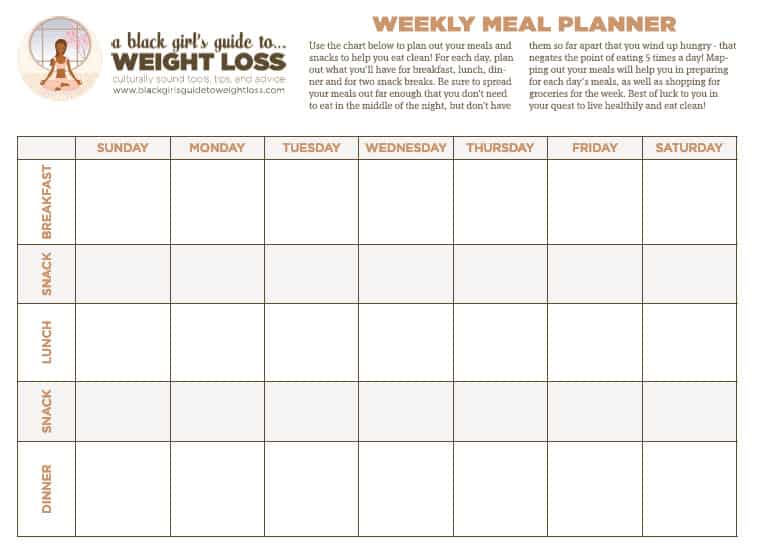 Meal Plan Printable Chart